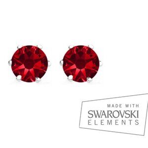 Swarovski Crystal - Sterling Silver Overlay 2 CTW Ruby Stud Earrings - 0.24"